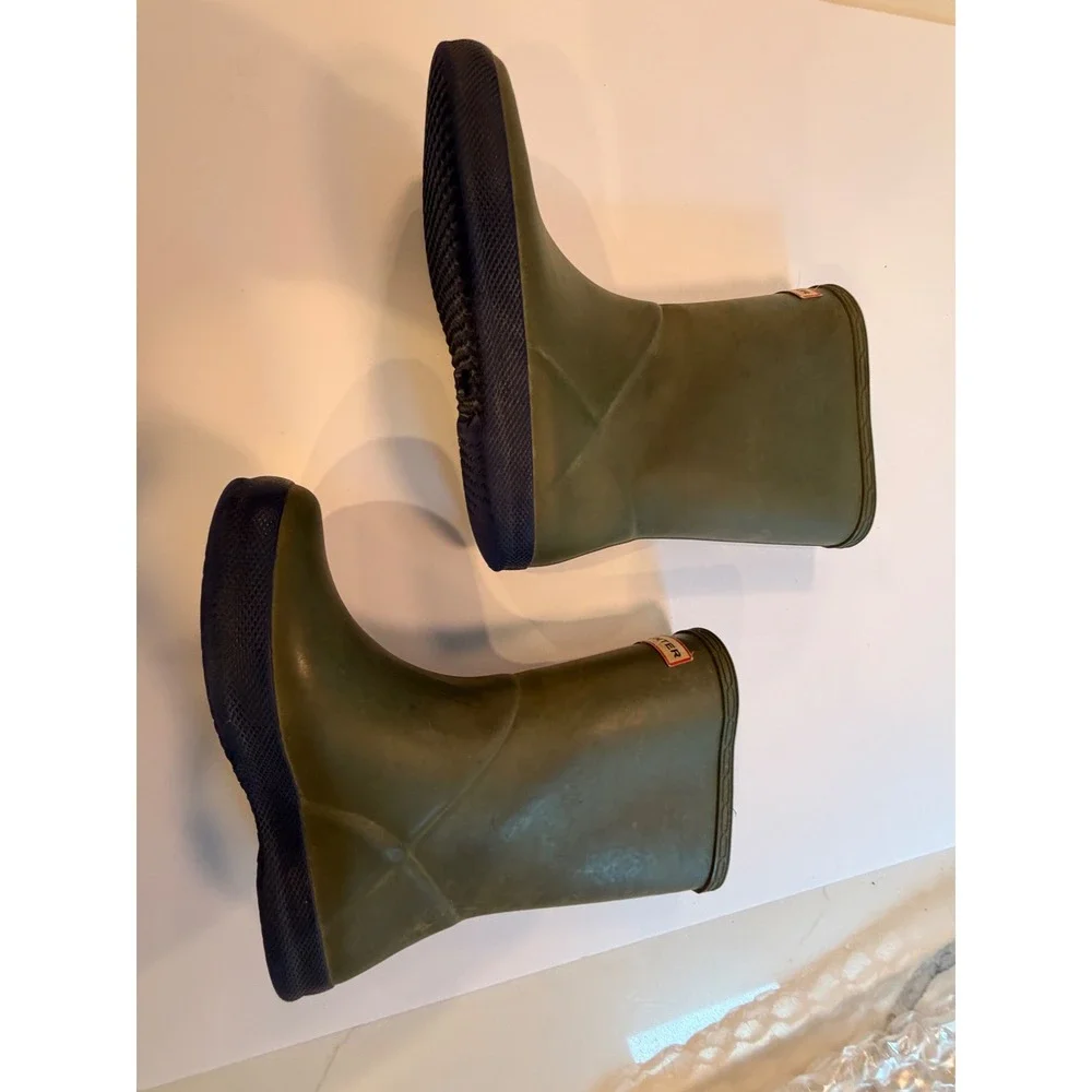 Hunter Kids First‎ Classic Rain Boots Olive Green Navy Blue UK 11 US 12